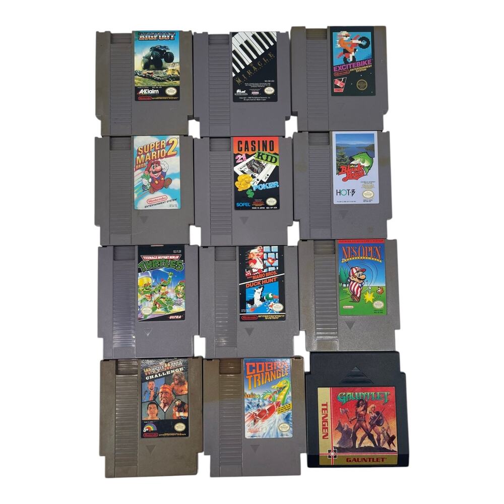 Nintendo NES Game Lot Super Mario 2 TMNT Gauntlet Tengen Excitebike 12 Games